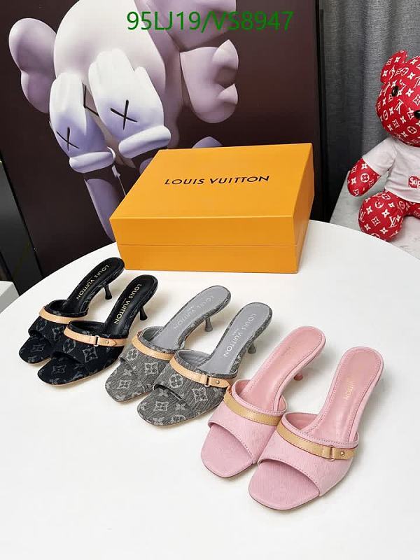 Louis Vuitton Women's Denim Heeled Mules - Pink/Black/Gray