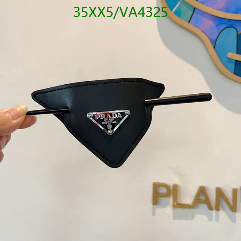 Prada Triangle Logo Hair Clip - Black Leather Hairpin for Elegant Styling