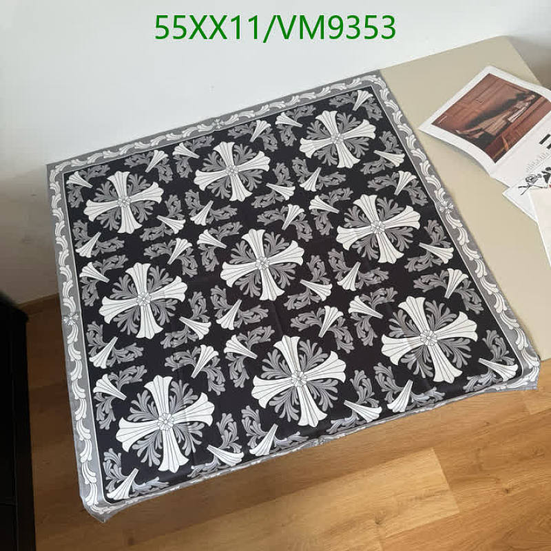 Chrome Hearts Real Silk Scarf 90x90cm with Floral Cross Pattern