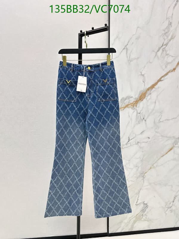 Valentino Denim Jeans with Signature V-Logo Pattern - Stylish Flared Fit