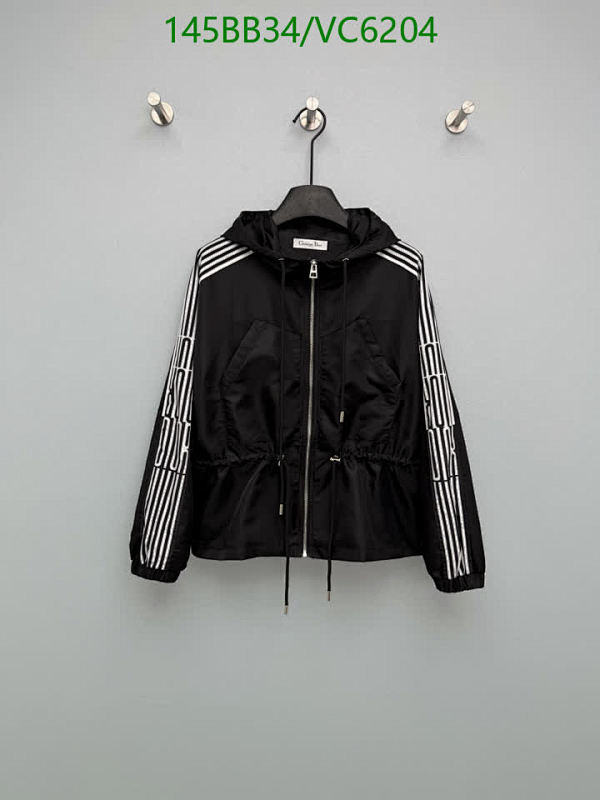 Dior Nylon Hooded Jacket with Striped Sleeves - Black Windbreaker Style