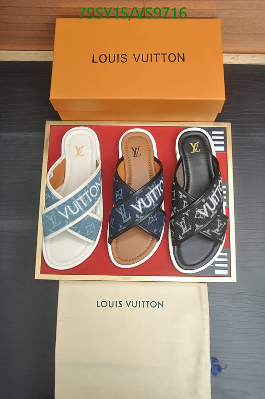 Louis Vuitton Women's Monogram Denim Cross-Strap Slide Sandals