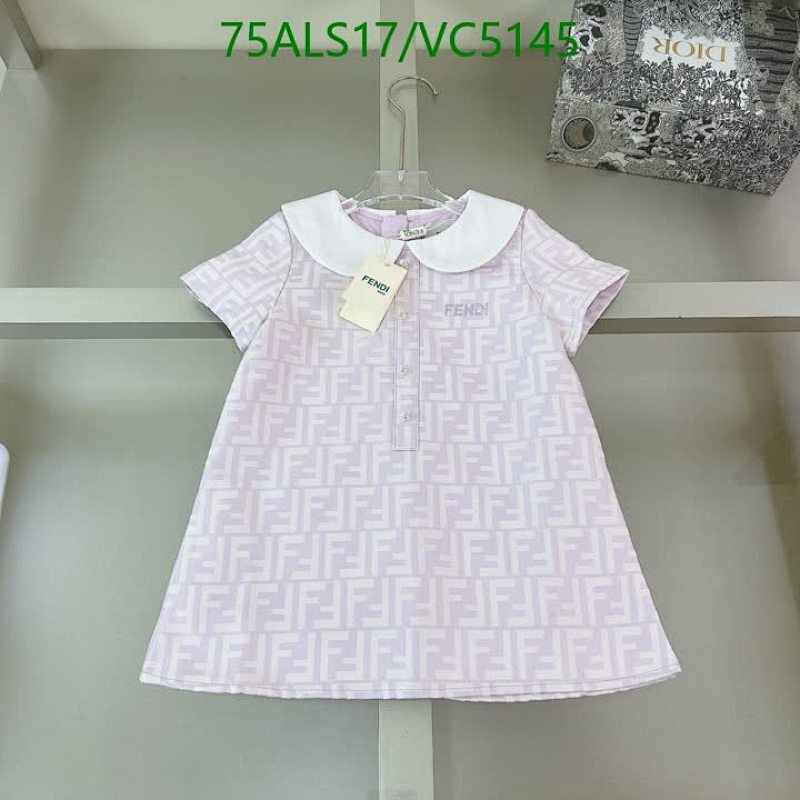 Fendi Kids' FF Logo Cotton Dress - Stylish Peter Pan Collar A-Line Design