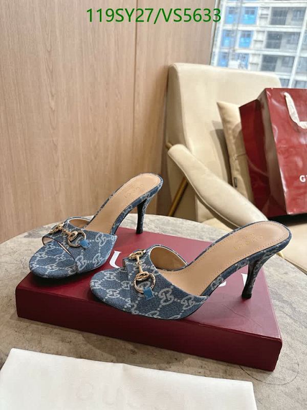 Gucci Women's Denim Monogram Mules - Stylish Open-Toe Heeled Sandals