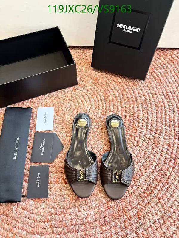Yves Saint Laurent Women's Dark Brown Leather Slide Sandals EU 35-42