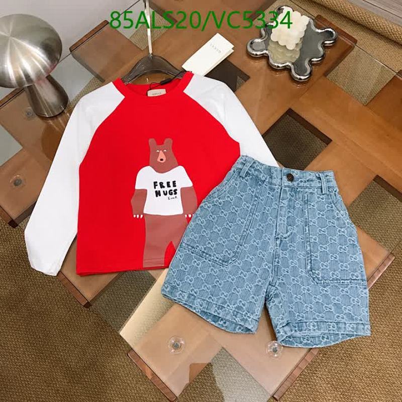 Gucci Kids' Bear Print Long Sleeve Top & Monogram Denim Shorts Set