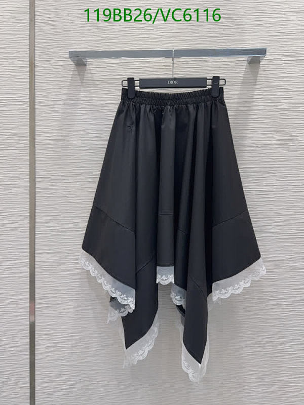 Dior Elegant Black Asymmetrical Skirt with Delicate Lace Trim for Women