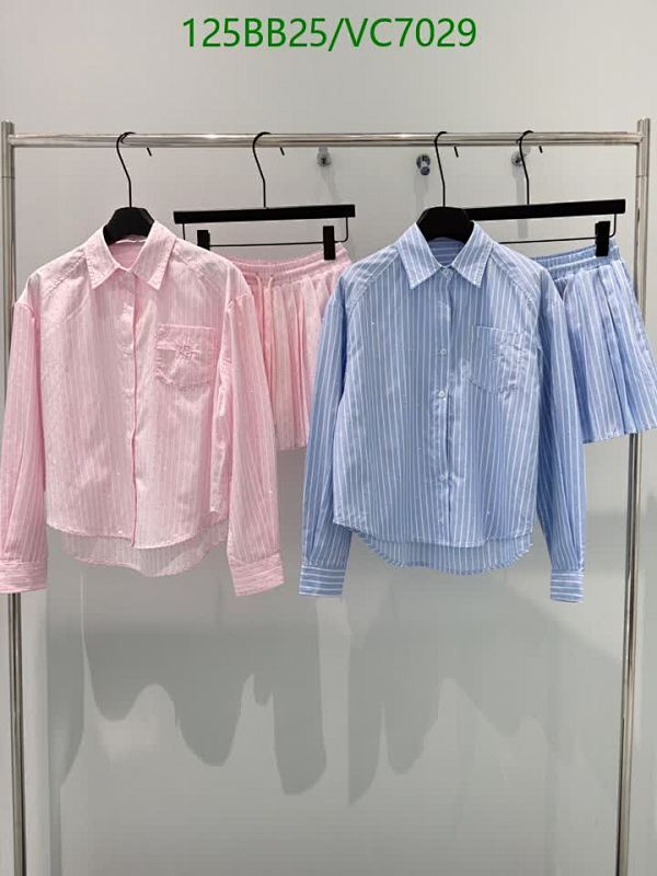 Alexander Wang Striped Button-Down Shirt & Pleated Skirt Set - Pink/Blue 30 Alexander Wang Striped Button-Down Shirt & Pleated Skirt Set - Pink/Blue