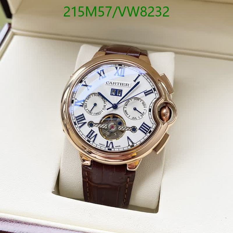 Cartier Automatic Mechanical Watch with Stainless Steel Case and Leather Strap