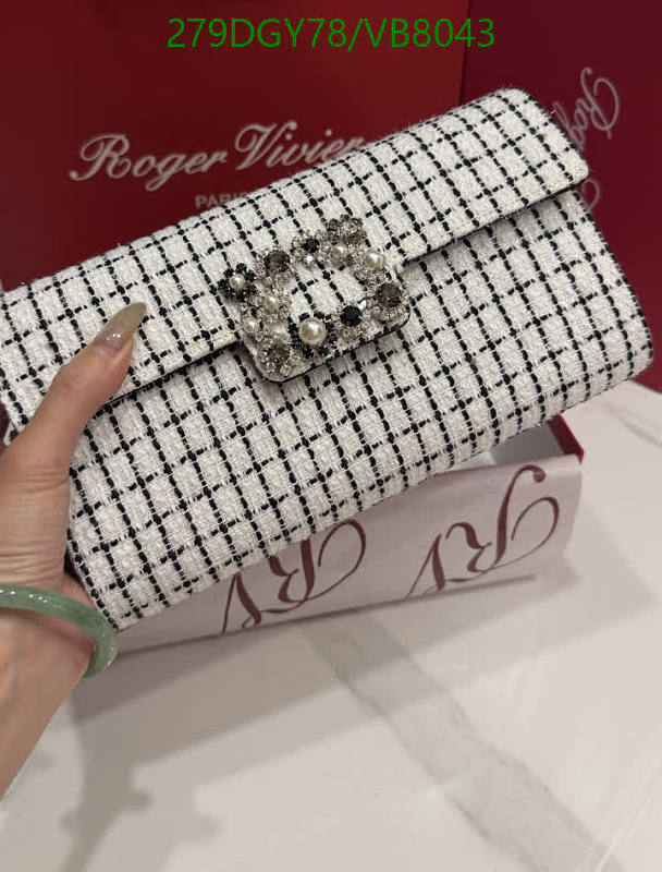 Roger Vivier Women's Tweed & Leather Clutch Bag with Crystal Buckle