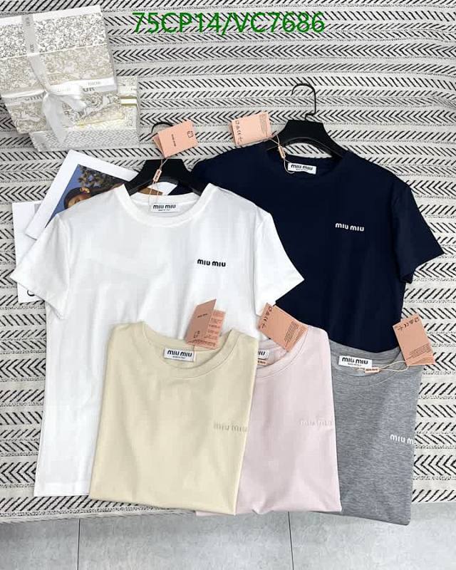 Miu Miu Women's Cotton Crew Neck T-Shirt with Embroidered Logo