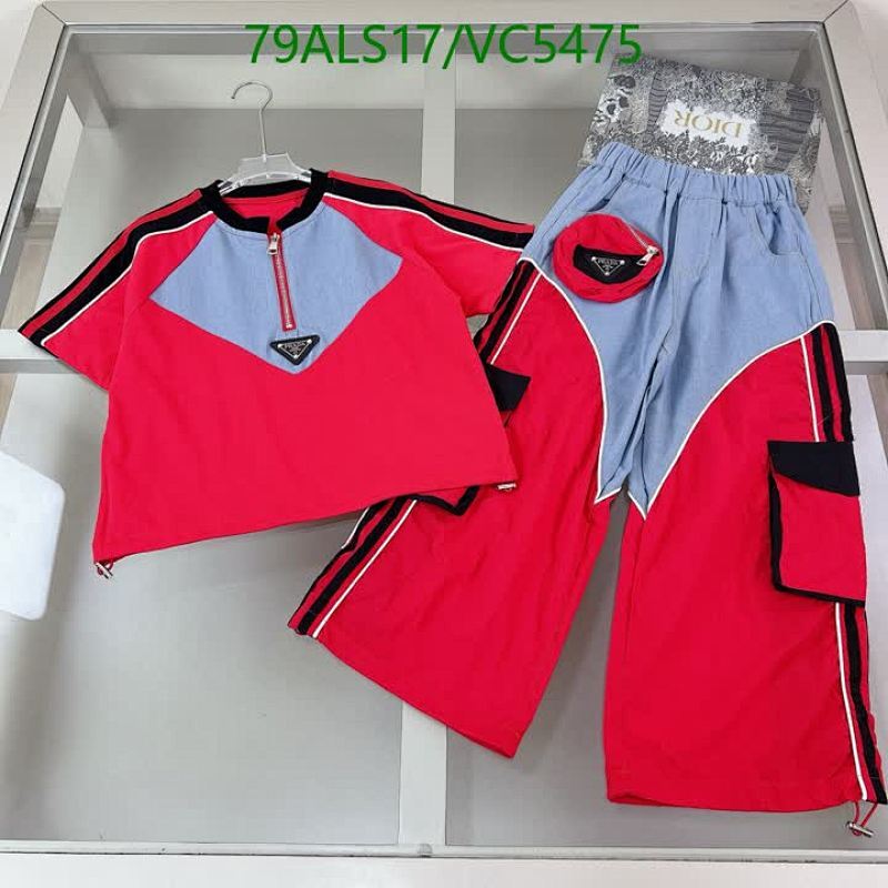 Prada Kids' Sporty Red & Blue Cotton Denim Two-Piece Set for Active Play