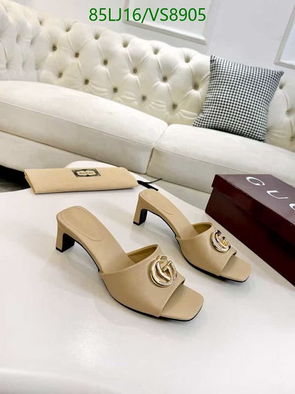 Gucci Women's Beige Leather Slide Mules with GG Logo - EU 35-43