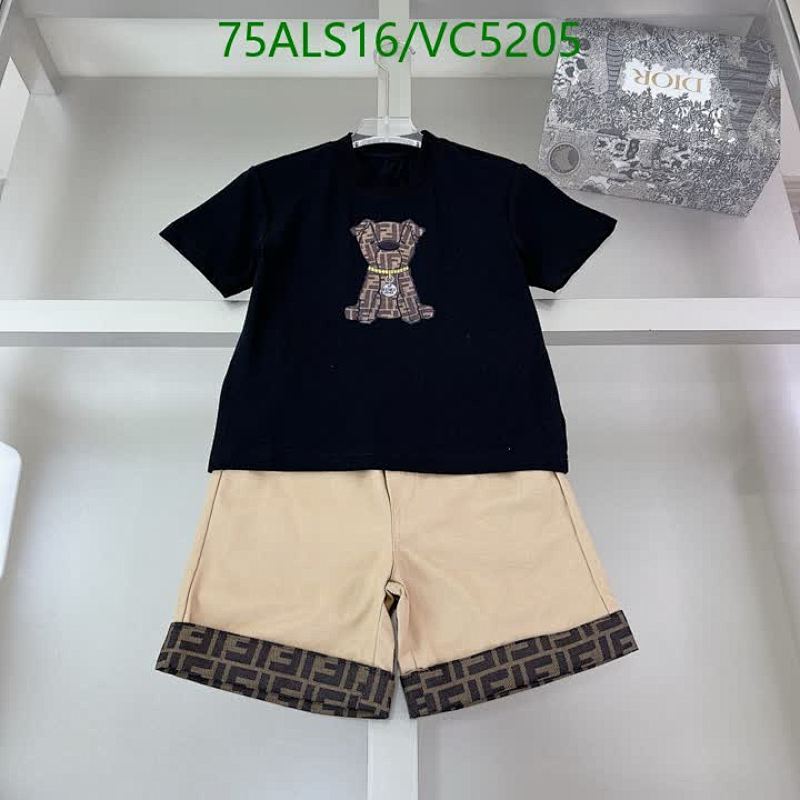 Fendi Kids' Cotton T-Shirt & Shorts Set with FF Logo Dog Design