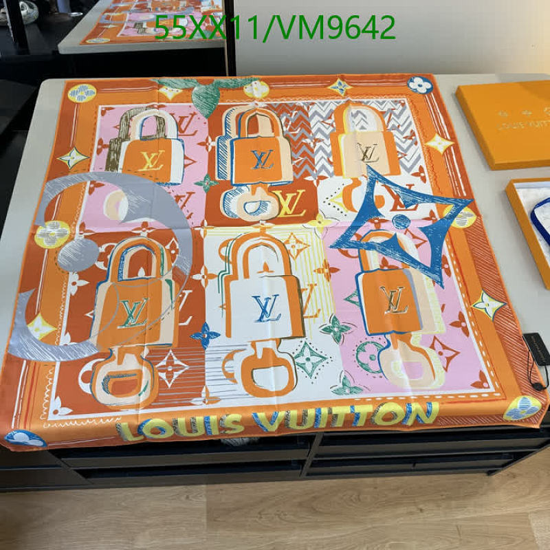 Louis Vuitton "LV Lock" 90x90cm Mulberry Silk Scarf Orange Pink