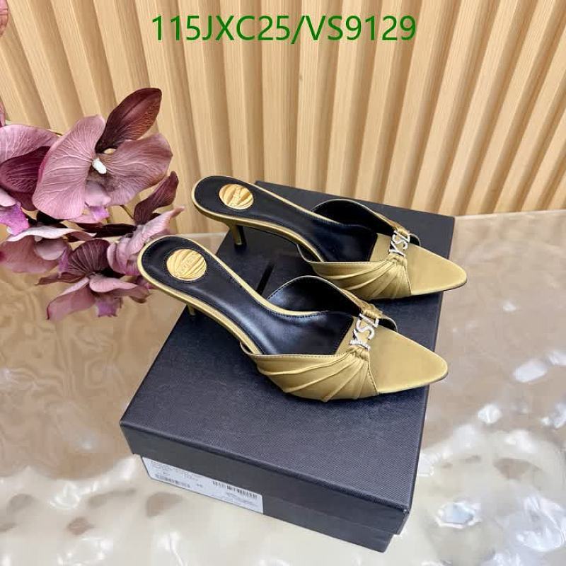 Yves Saint Laurent Women's Silk & Leather Heeled Mules - Gold