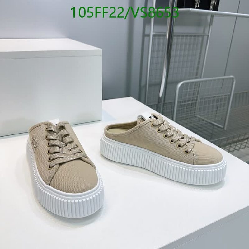 Miu Miu Women's Canvas Mule Sneakers - Beige Platform Shoes