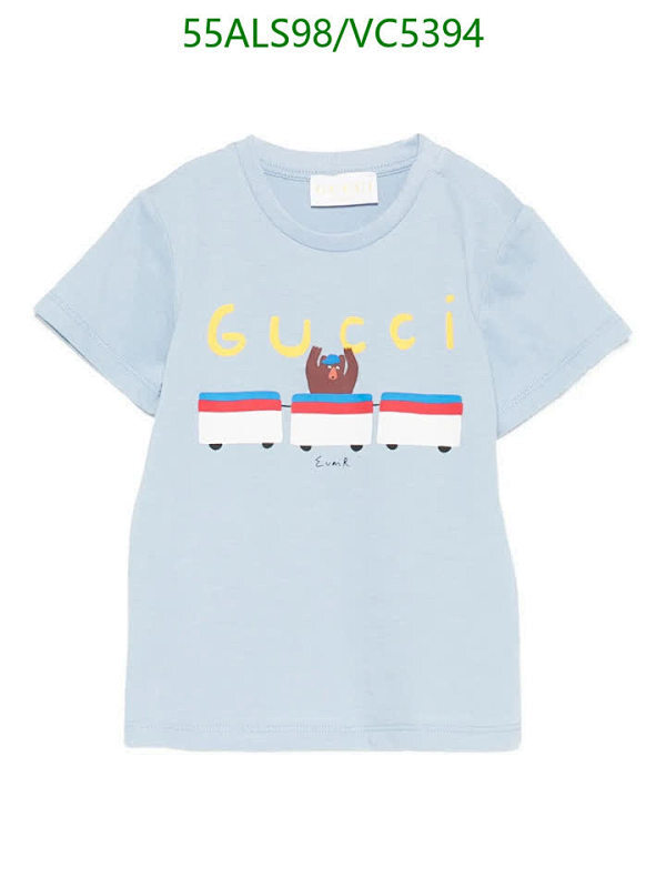 Gucci Kids' Cotton T-Shirt with Bear Train Graphic - Light Blue