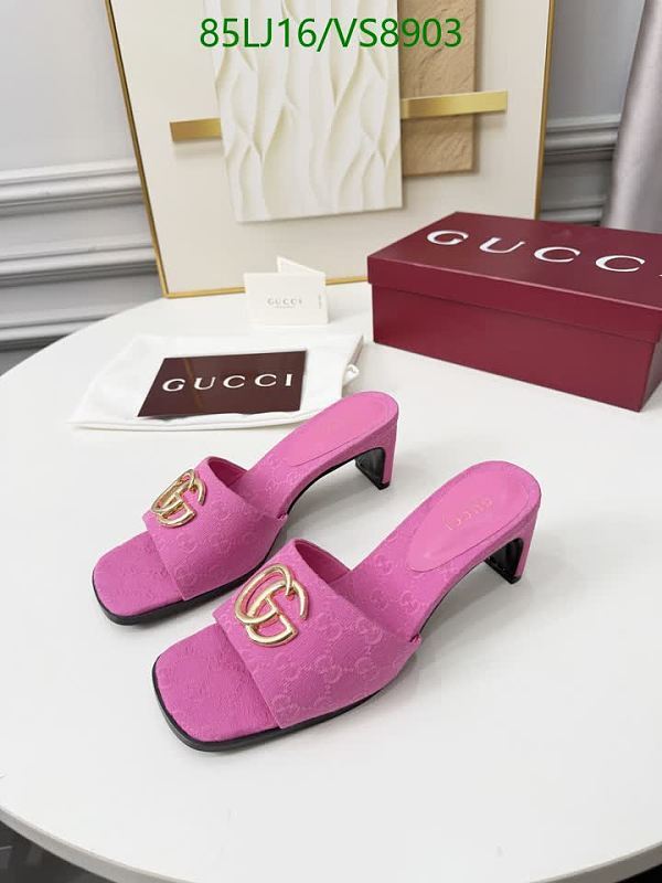 Gucci Women's Pink GG Monogram Slide Heeled Sandals