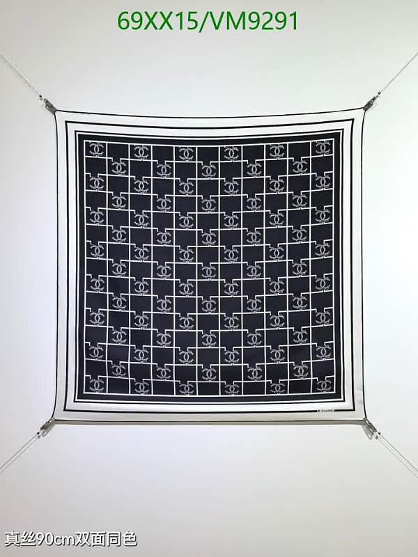 Chanel Black & White Silk Scarf 90CM - Elegant Luxury Accessory for Women