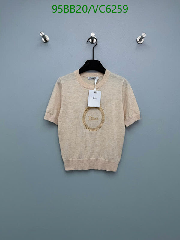 Dior Women's Knitted Short Sleeve Top - Elegant Beige with Embroidered Logo