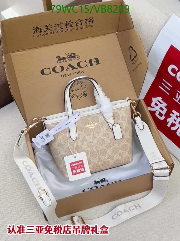 Coach Mini Tote Bag - Signature Canvas with Leather Trim