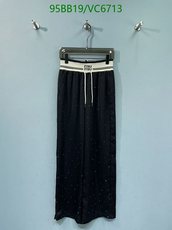 Miu Miu Women's Black Polyester Fiber Wide-Leg Sparkle Track Pants