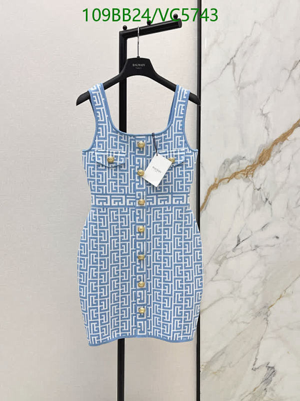 Balmain Women's Knitted Monogram Mini Dress with Gold-Tone Buttons