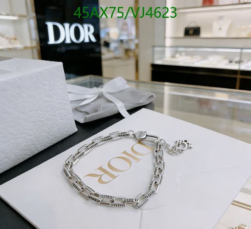 Dior Charm Link Bracelet for Men - Silver-Tone Design, 60CM Length