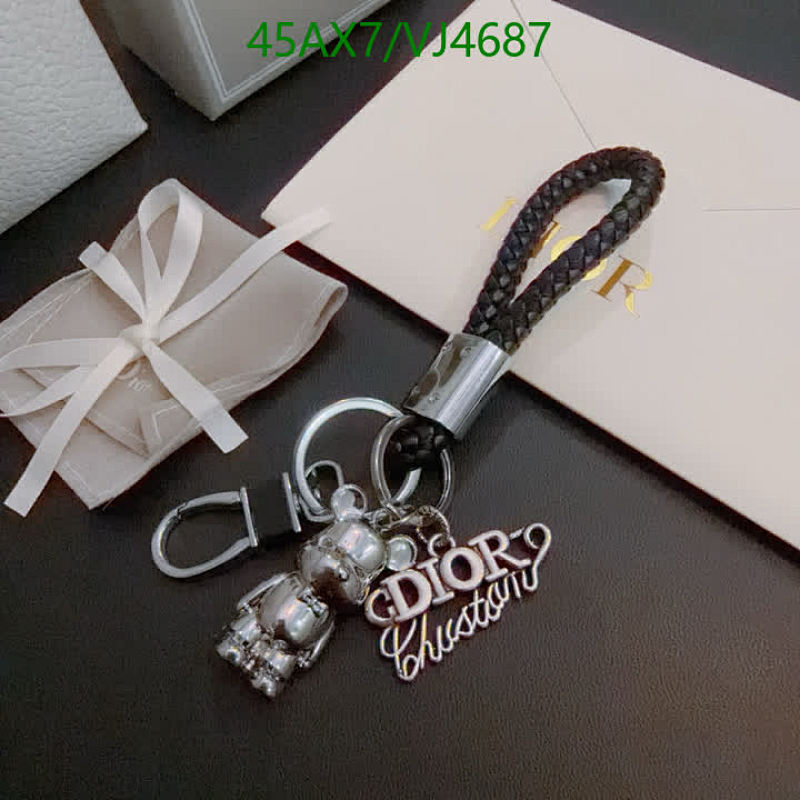 Dior Custom Bear Charm Keychain with Braided Leather Strap - Elegant Accessory