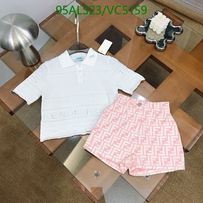 Fendi Kids' Knitted Polo Shirt & FF Logo Denim Shorts Set - Stylish & Comfy