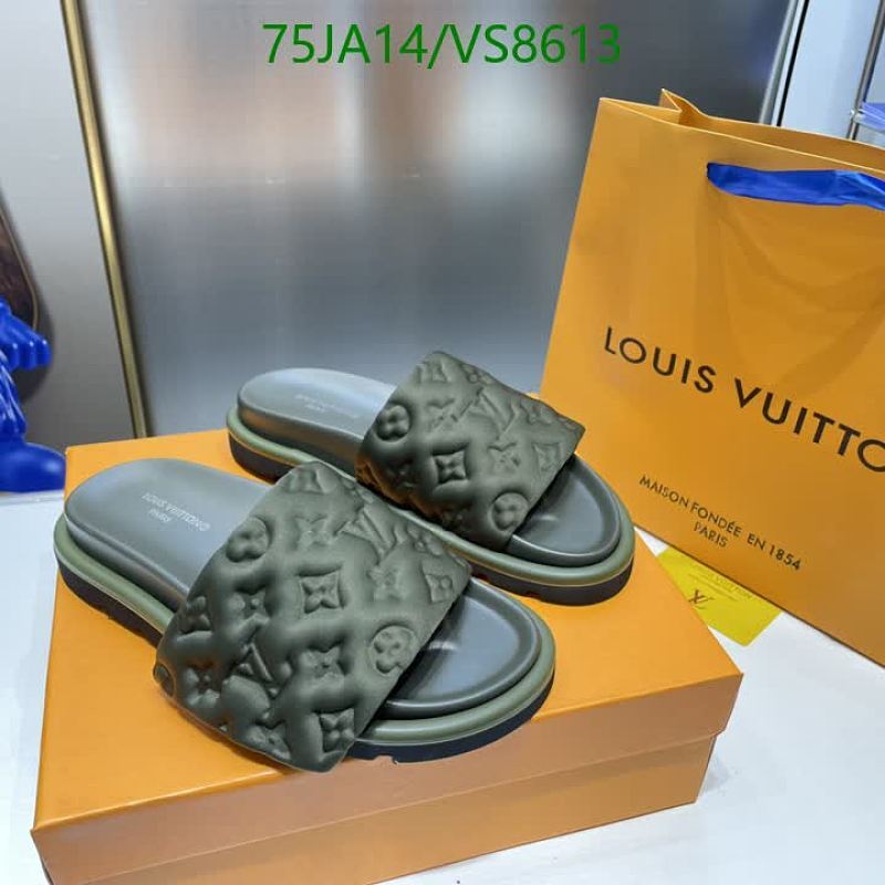 Louis Vuitton Women's Monogram Slide Sandals - Olive Green Sheepskin & Denim