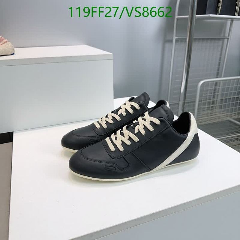 Rick Owens Men's Black Sheepskin Low-Top Sneakers
