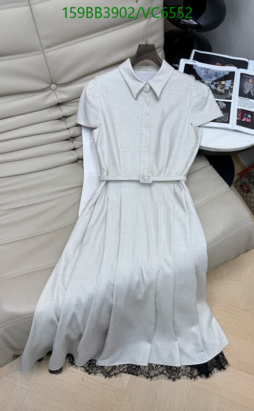 Louis Vuitton Elegant Belted Shirt Dress with Lace Trim - Short Sleeve Midi