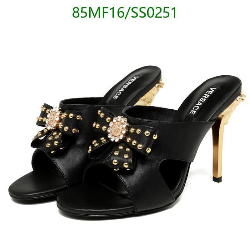 Versace Women's Black Leather Bow Embellished High Heel Mules
