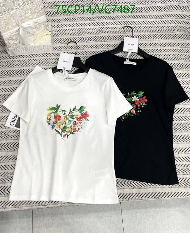 Dior Women's Cotton T-Shirt with Floral Heart Print - Short Sleeve Top