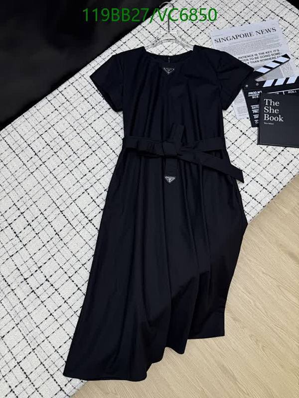 Prada Women's Elegant Black Cotton Short Sleeve Midi Dress with Belt