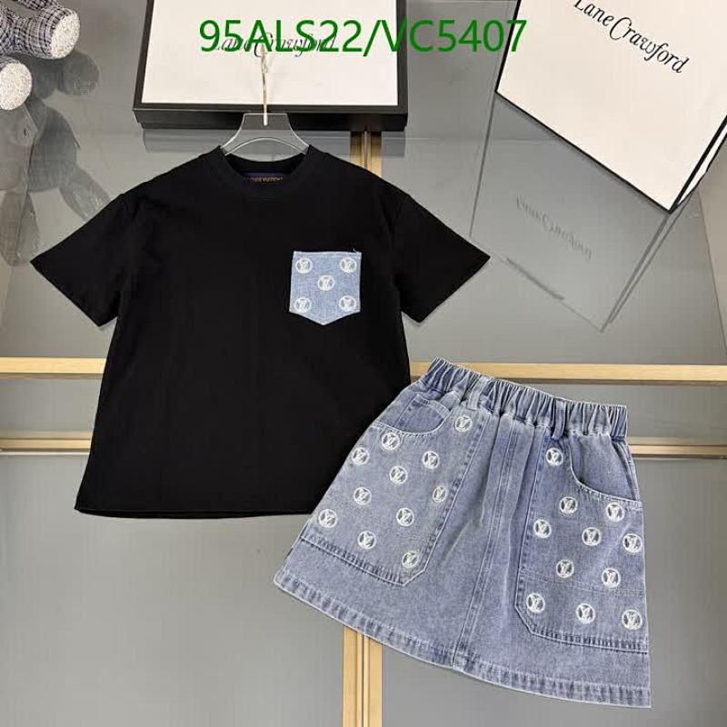 Louis Vuitton Kids' Cotton Denim Set - Stylish Monogram Tee & Skirt Ensemble 4 Louis Vuitton Kids' Cotton Denim Set - Stylish Monogram Tee & Skirt Ensemble