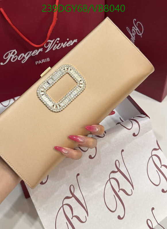 Roger Vivier Satin Silk Clutch with Crystal Buckle - Elegant Evening Bag