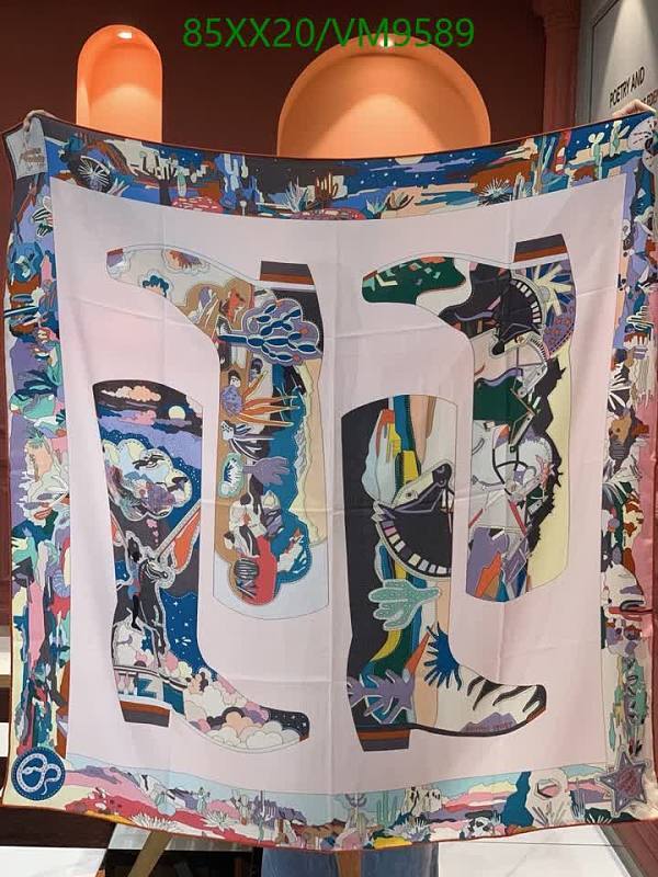 Hermes Luxurious Cashmere-Silk Blend Scarf: 140x140CM Cowboy Boots Design