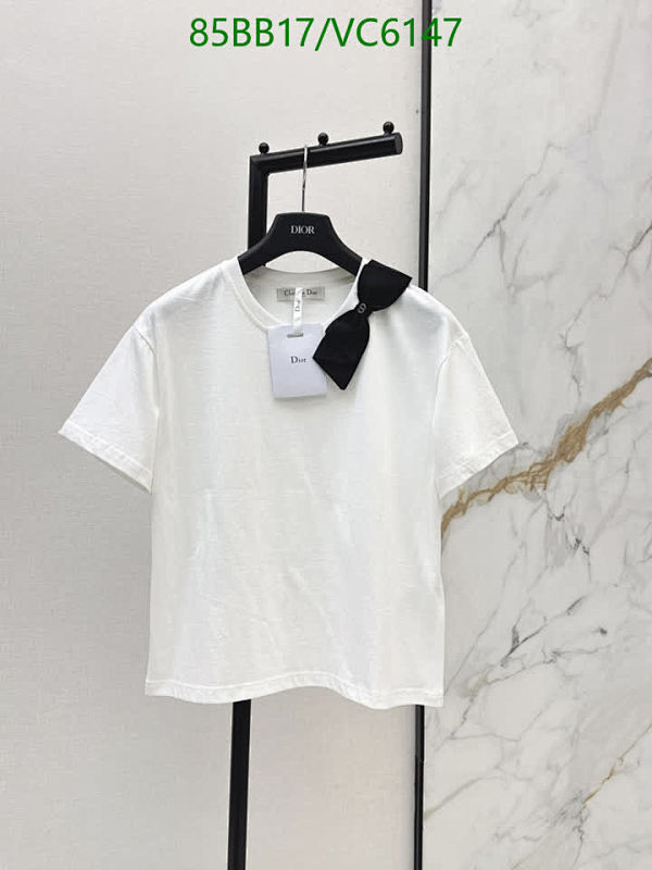Dior Classic White Cotton T-Shirt with Bow Detail for Women