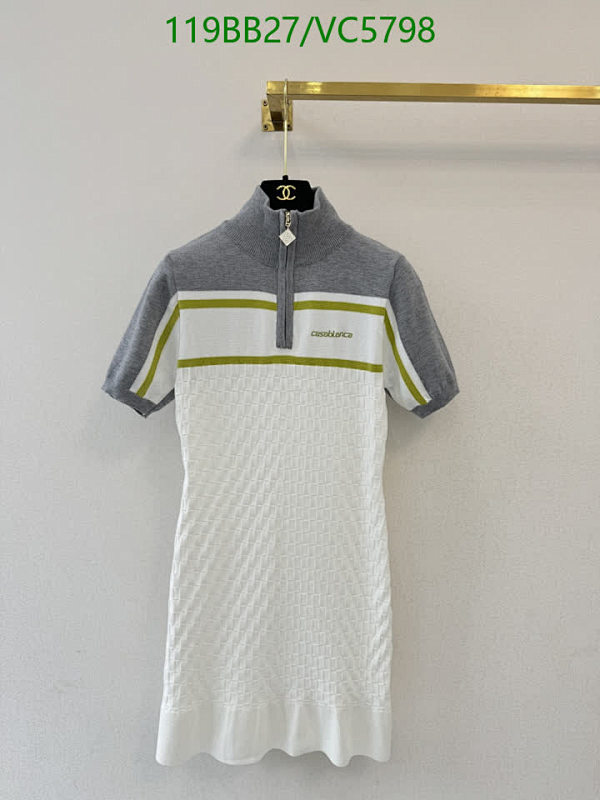 Casablanca Women's Knitted Short Sleeve Dress - Stylish High Neck Design