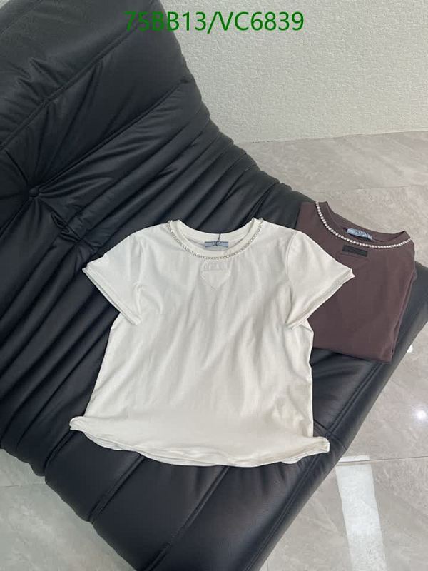 Prada Women's Short Sleeve Cotton T-Shirt with Embellished Neckline