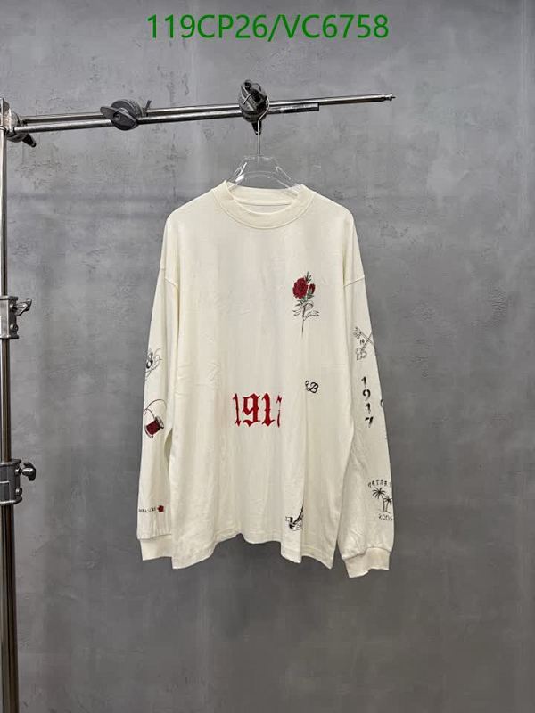 Balenciaga Long Sleeve Cotton T-Shirt with Rose & 1917 Graphic Print