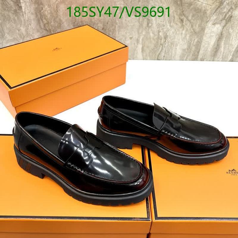 Hermes Men's Luxurious Cowhide Loafers - Classic Black Slip-On Dress Shoes