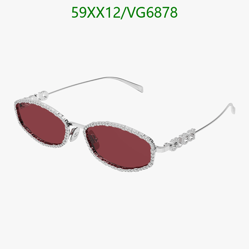 Gucci Oval Crystal Embellished Sunglasses with Red Lenses - Stylish & Chic