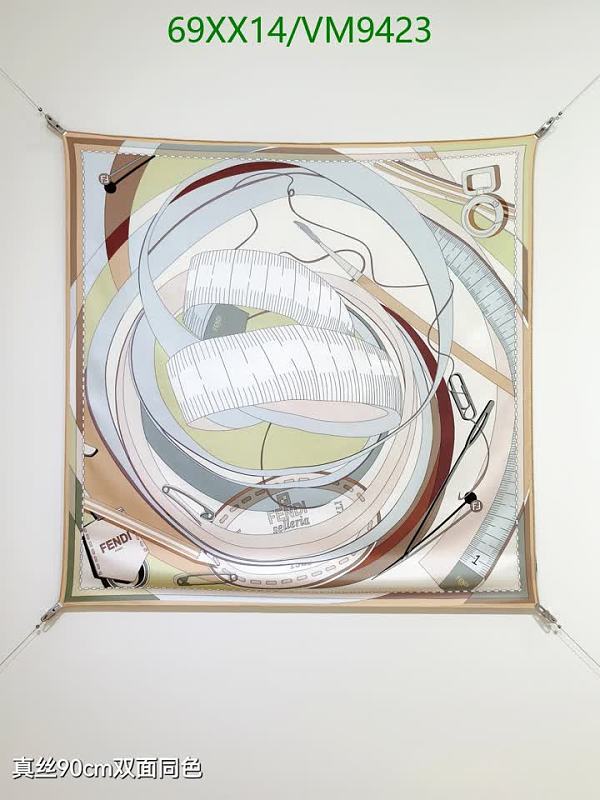 Fendi 90cm Real Silk Scarf - Elegant Double-Sided Design