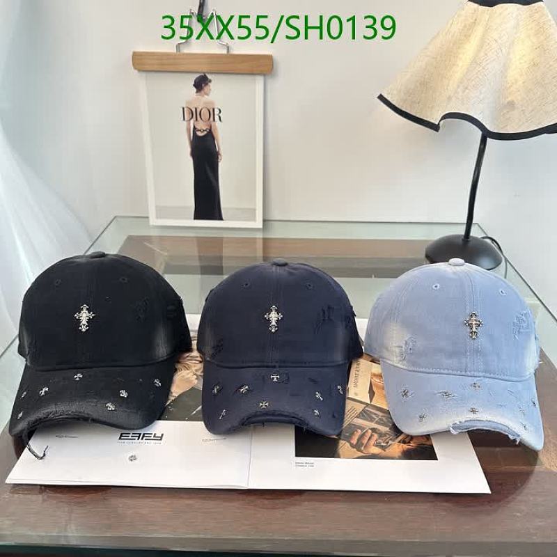 Chrome Hearts Distressed Cross Embroidered Baseball Cap - Stylish & Adjustable