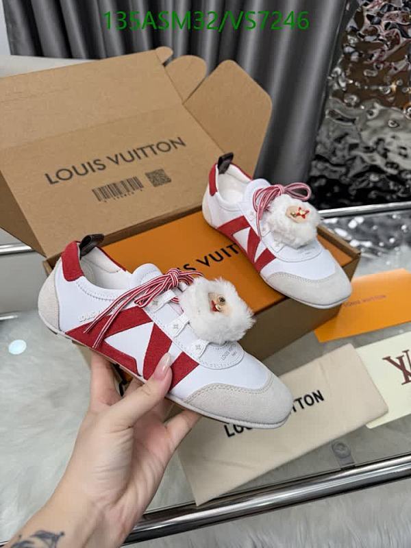 Louis Vuitton Women's Leather Sneakers - Red & White Calfskin Lace-up Shoes