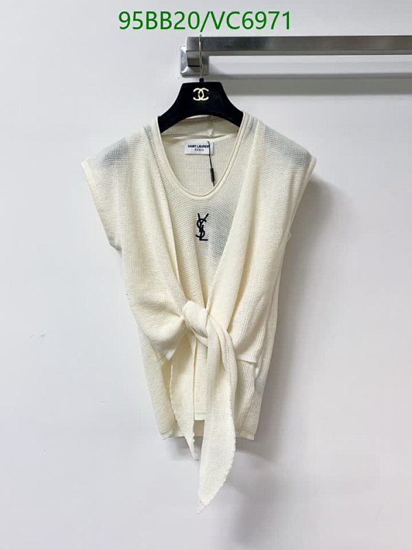 Saint Laurent Knitted Sleeveless Top with Front Tie Detail - VC6971